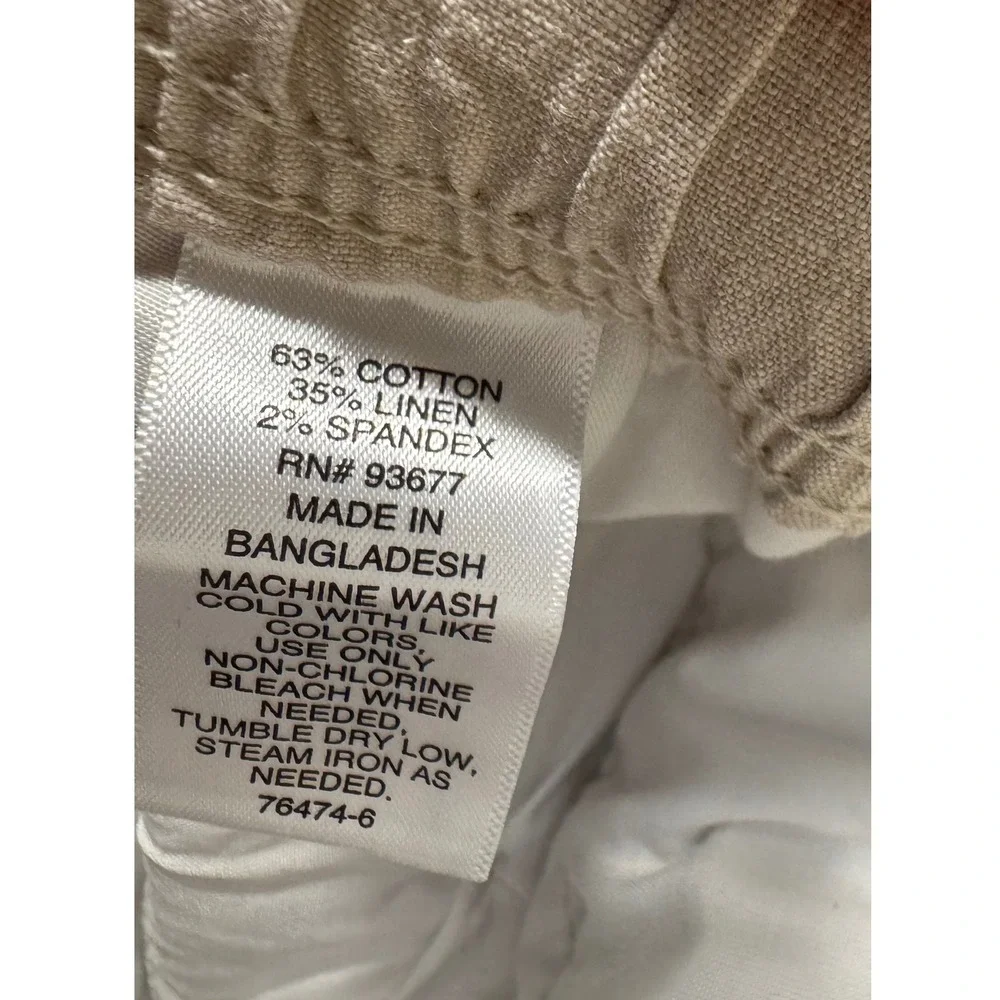 Mutual Weave Beach Pant Men L Khaki Relaxed Cotton Linen Blend Drawstring NEW‎